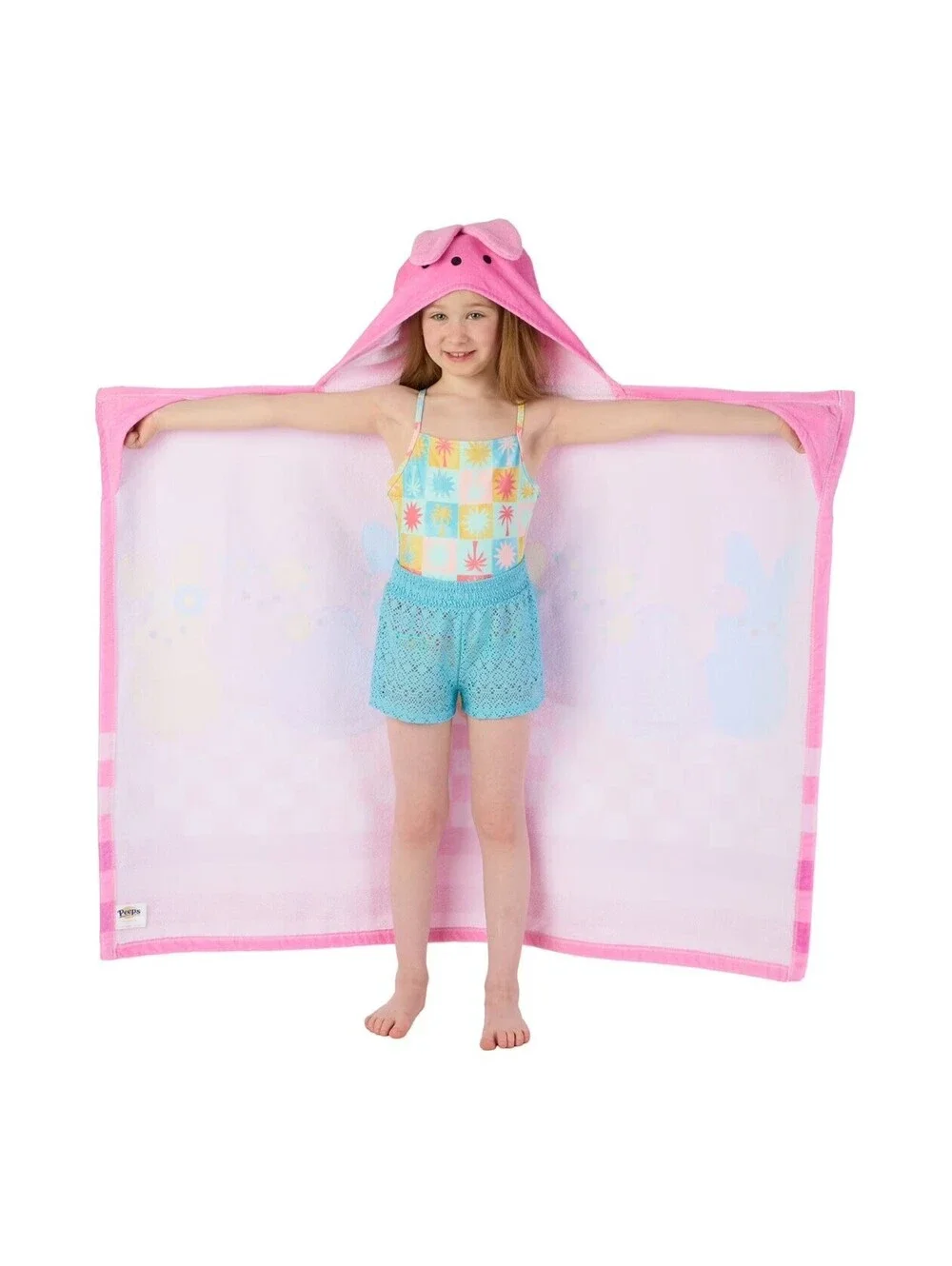 Peeps Kids Character 100% Cotton Hooded Towel With Hand Pockets